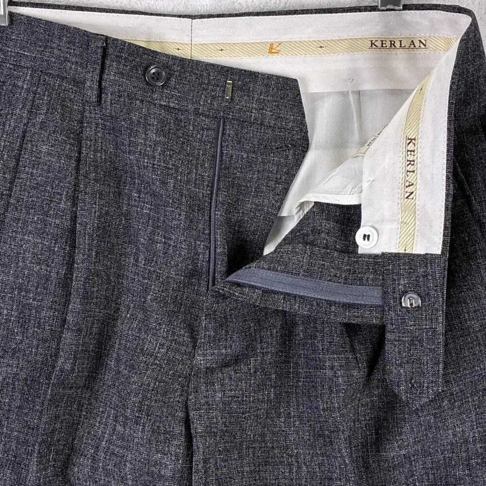 VTG Kerlan Pants 33x29 Gray Wool Double Pleated Classic Preppy Going Out 80s